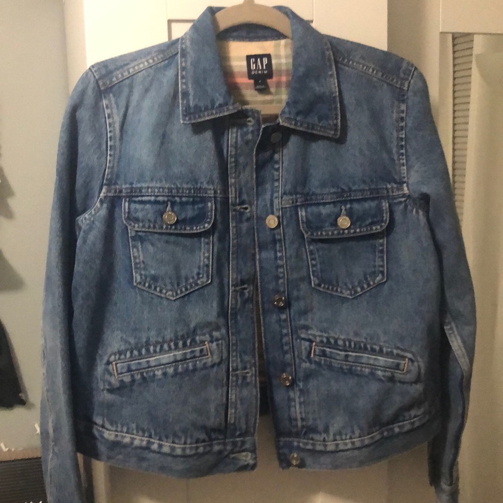 Gap Jean Jacket Plaid Lined